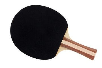 Black table tennis racket on white background, isolated image