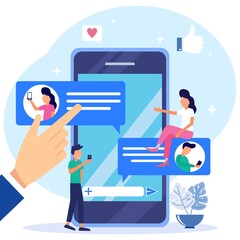 Illustration vector graphic cartoon character of virtual chat