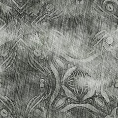 Seamless hand drawn pencil sketch pattern for surface print. High quality illustration. Ornate hand drawn look with lights and shadows and crosshatch texture. Ornate abstract design in perfect repeat.
