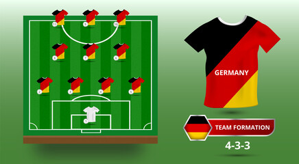 Germany Football team lineup with filed and country Dress vector