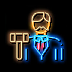 auction lead neon light sign vector. Glowing bright icon auction lead sign. transparent symbol illustration