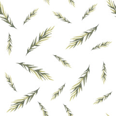 Christmas seamless pattern with spruce and fir branch with berry. Design for wrapping, packing, textile, fabric, scrapbooking, home decoration, invitation, cards