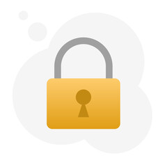 Lock icon. Yellow or gold lock. Isolated vector illustration. 
