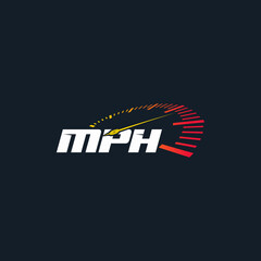 miles per hour or mph typography logo