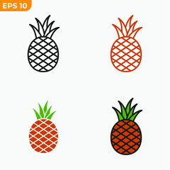pineapple fruits icon symbol template for graphic and web design collection logo vector illustration