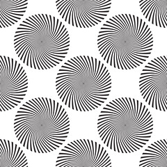 Screen printing seamless pattern. Radiant abstract vortex. Circular pattern. Pop art round halftone. Swirl, star striped print.