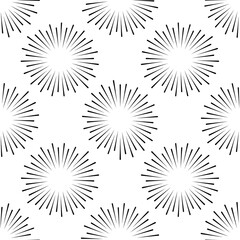 Celebration seamless pattern. Radiant abstract firework. Circular pattern. Pop art round halftone. 