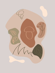 Minimalist hand-painted with watercolor stains and wildlife elements, suitable for wall decoration or brochure cover design