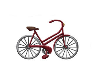 flat sketch detailed modern bicycle, red mountain bike. Sport equipment object. graphic design or web design element.