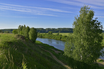 Fototapeta premium Panorama of the Sylva river valley near the Spasskaya mountain.