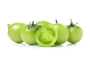 Green tomatoes on white background