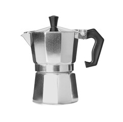 Modern geyser coffee maker isolated on white