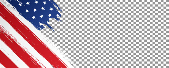 American flag with brush paint textured isolated  on png or transparent  background,Symbols of USA , template for banner,card,advertising ,promote,ads, web design, magazine, news paper,vector - obrazy, fototapety, plakaty
