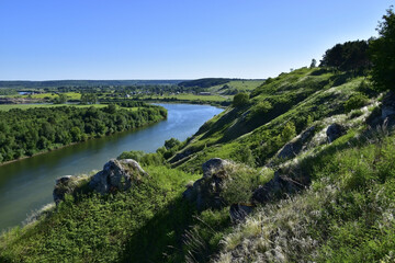 Fototapeta na wymiar Panorama of the Sylva River from the top of Mount Grekhovskaya