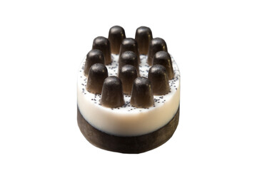Handmade massage scrubbing soap with poppy seeds, isolated.