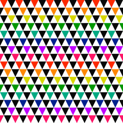 Rainbow triangles pattern. Vector seamless triangles wallpaper.