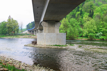 ORAVSKY PODZAMOK, SLOVAKIA - MAY 04, 2009: Modern bridge over the Orava River.
