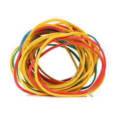 Rubber bands on white background
