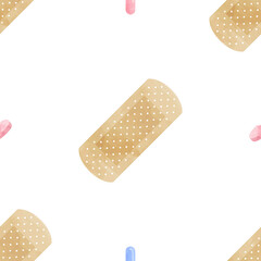 Watercolor seamless pattern patch health medical cliparts, healthcare clipart, medical illustration, doctor cliparts, quarantine clipart