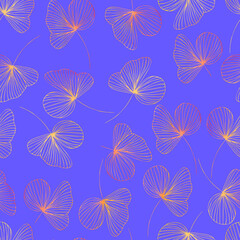 Obraz premium autumn contour watercolor leaves with gradient vector seamless pattern. background for fabrics, prints, packaging and postcards