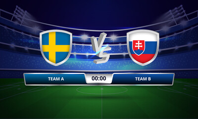 Euro cup Scoreboard broadcast Sweden vs Slovakia 