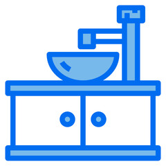 sink blue line icon