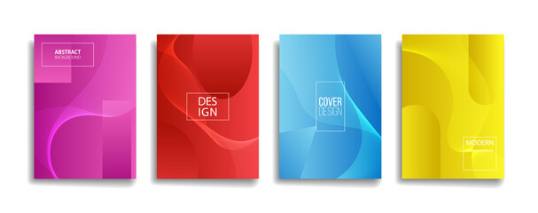 bright gradient color abstract line pattern background cover design. modern background design with trendy and vivid vibrant color. blue violet red orange green placard poster vector cover template.