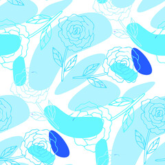 Fototapeta na wymiar Line art floral pattern. Trendy texture for any purposes. Bright and colorful spring or summer print. 