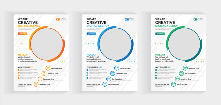 Corporate Business Flyer poster pamphlet brochure cover design layout background, 3 colors scheme, vector template in A4 size - Vector