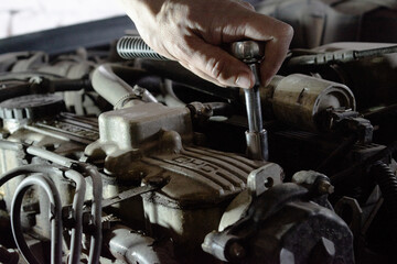 car engine repair under the hood