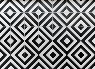 Geometric black and white pattern of modern ceramic tiles