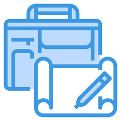 Portfolio blue outline icon