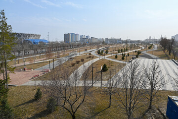 Naklejka premium The park of Stalingrad widows in Volgograd, which is located opposite the central stadium at the foot of Mamaev Kurgan