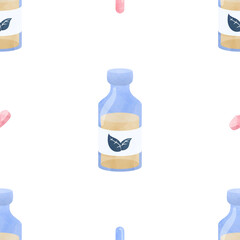 Watercolor seamless pattern potion health medical cliparts, healthcare clipart, medical illustration, doctor cliparts, quarantine clipart