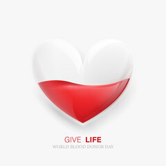 World blood donor day. blood transferring Heart bag concept. Vector illustration