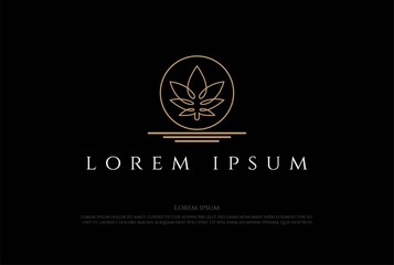Cannabis Marijuana Ganja Leaf for Hemp CBD Oil or Cultivation Logo Design Vector
