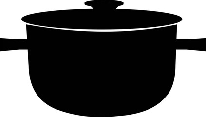 Vector illustration of black silhouette of a cooking pot