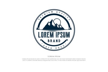 Vintage Retro Ice Snow Mountain Badge Emblem Stamp for Outdoor Adventure or Expedition Logo Design Vector