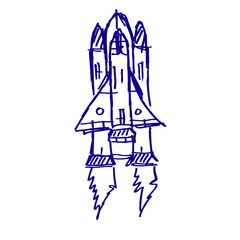 Fototapeta na wymiar Space Shuttle, illustration and sketch doolle