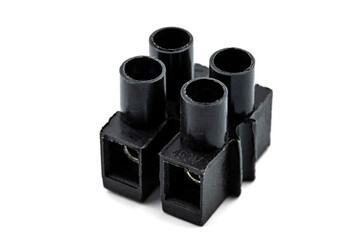 Plastic connection block with 2 entries for strands and solid conductors for electric cables,...