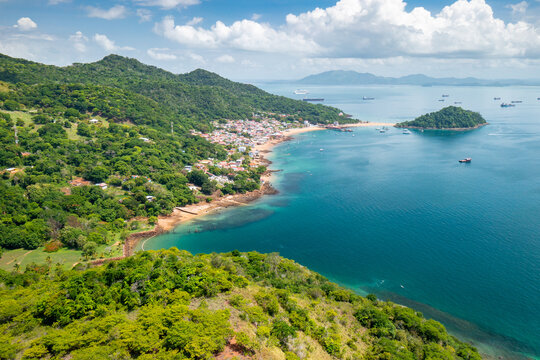 Taboga Island Aerial View. Tropical island located  in the Pacific near Panama City,Panama.