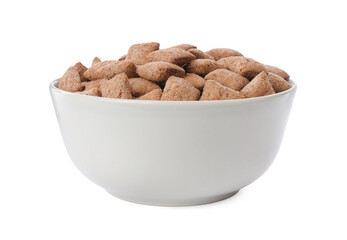 Sweet crispy corn pads in bowl isolated on white