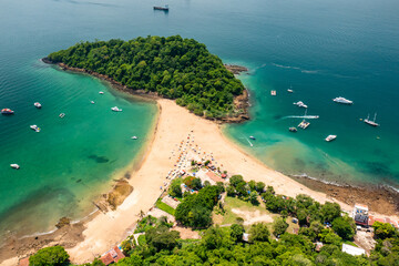 Taboga Island Aerial View. Tropical island located  in the Pacific near Panama City,Panama. - obrazy, fototapety, plakaty