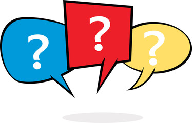 Chat speech message bubbles with question  marks. Stock vector illustration isolated on white background.