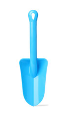 Light blue plastic toy shovel isolated on white