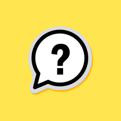 Chat speech message bubbles with question  marks. Stock vector illustration isolated on yellow background.