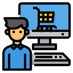 Online Shopping filled outline icon