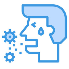 Sneezing blue outline icon