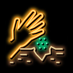 Fototapeta premium sowing seeds in ground neon light sign vector. Glowing bright icon sowing seeds in ground sign. transparent symbol illustration