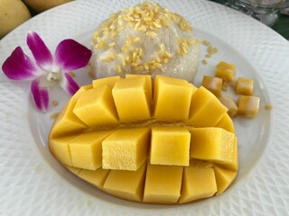 mango with sticky rice , Thai dessert